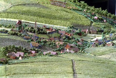 Diorama of the Battle of Waterloo showing troops positioned as at 19.45 hrs on 18th June, 1815 (detail) by Capt. William Siborne